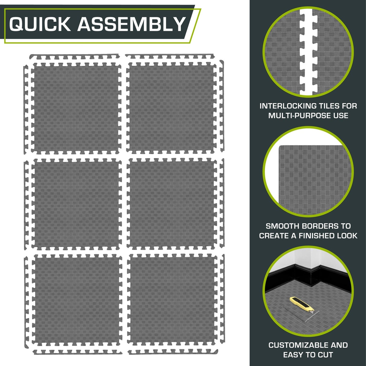 Checkered Exercise Puzzle Mat 1/2-in