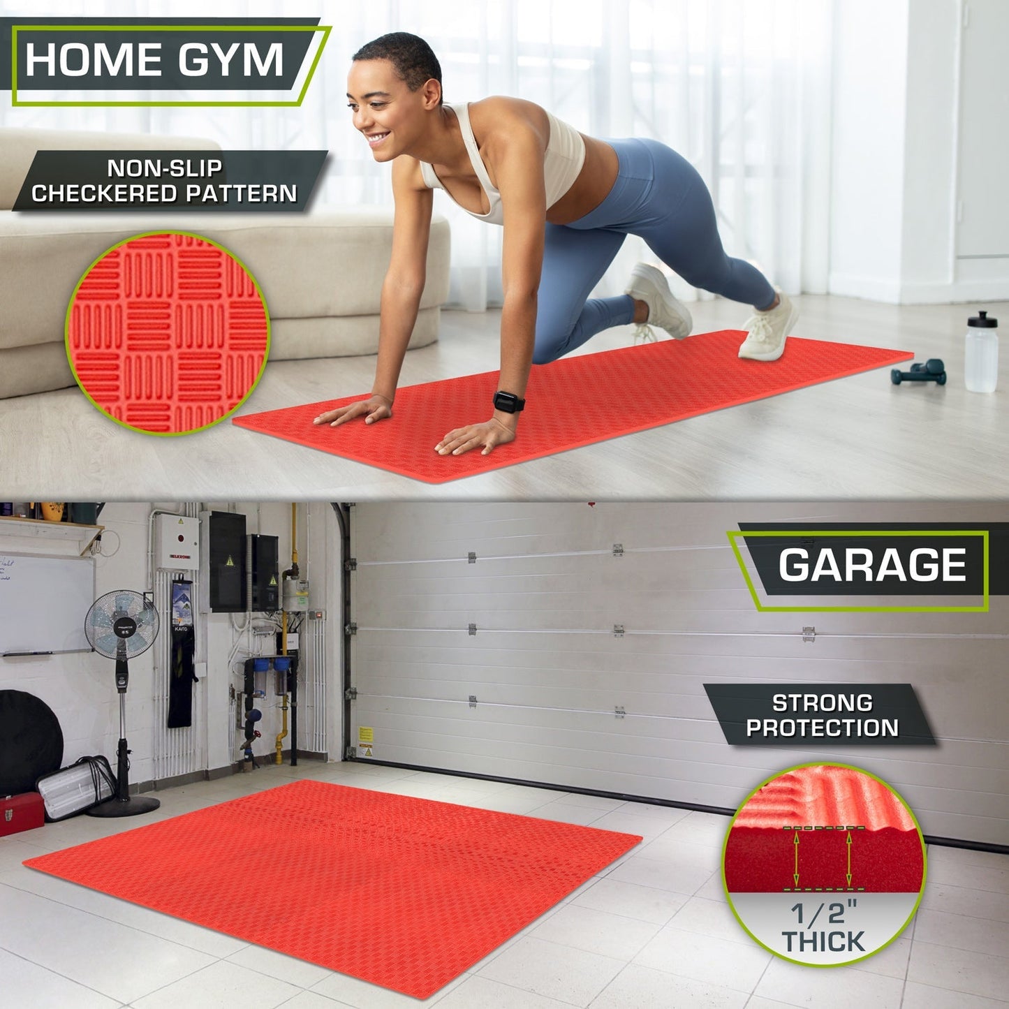 Checkered Exercise Puzzle Mat 1/2-in