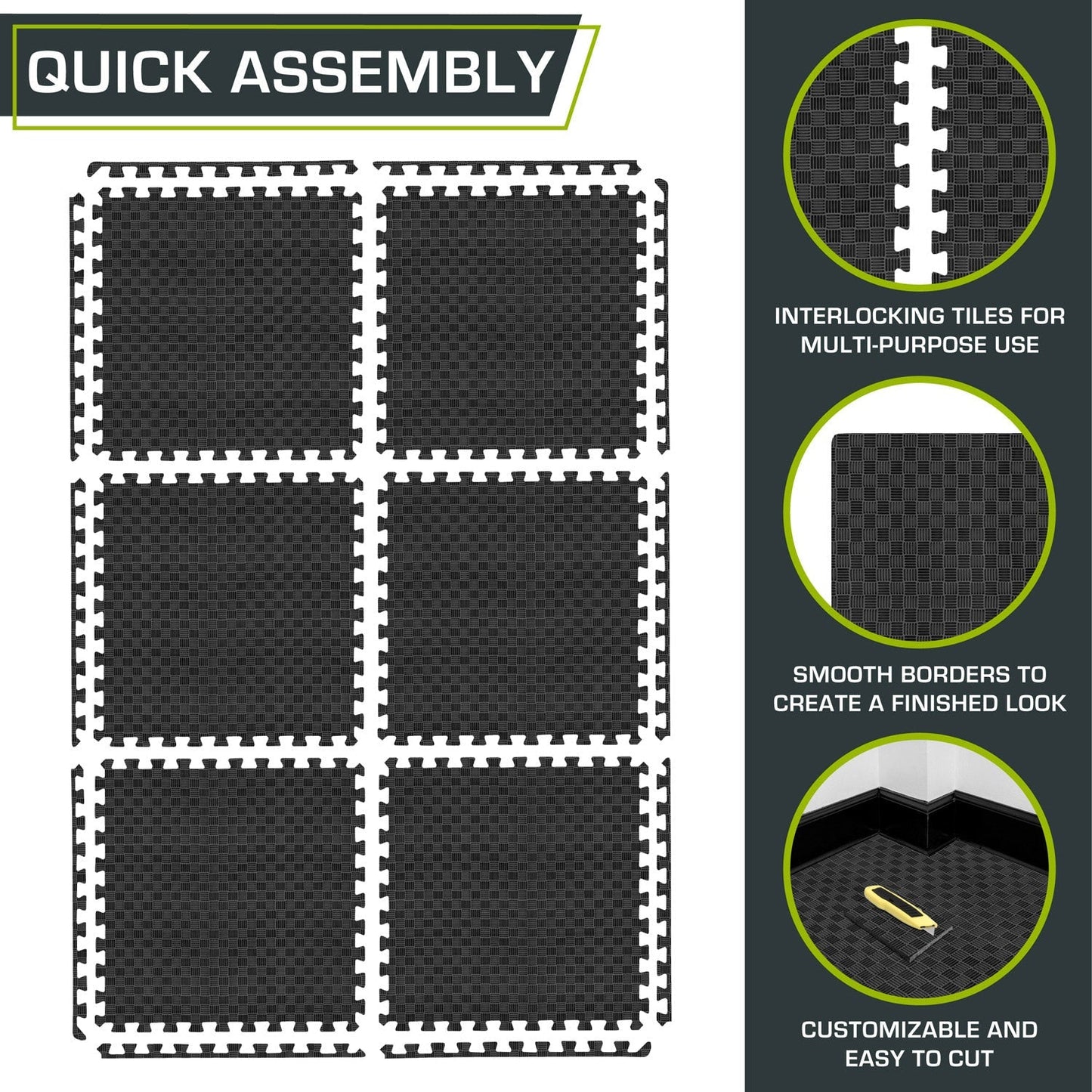 Checkered Exercise Puzzle Mat 1-in