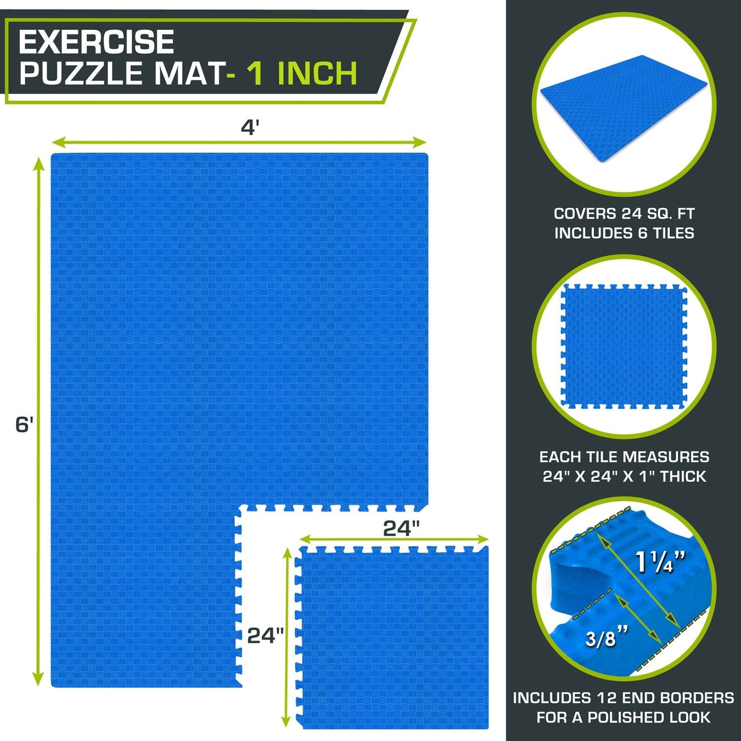 Checkered Exercise Puzzle Mat 1-in