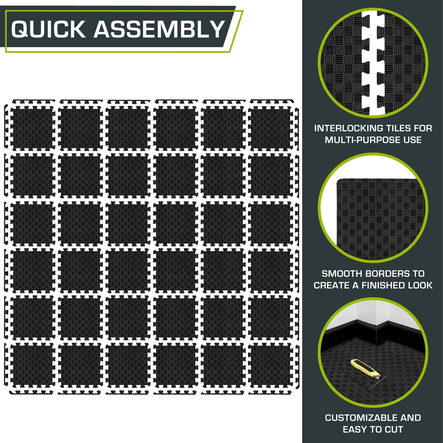 Checkered Exercise Puzzle Mat 12 x 12 x 1/2-in