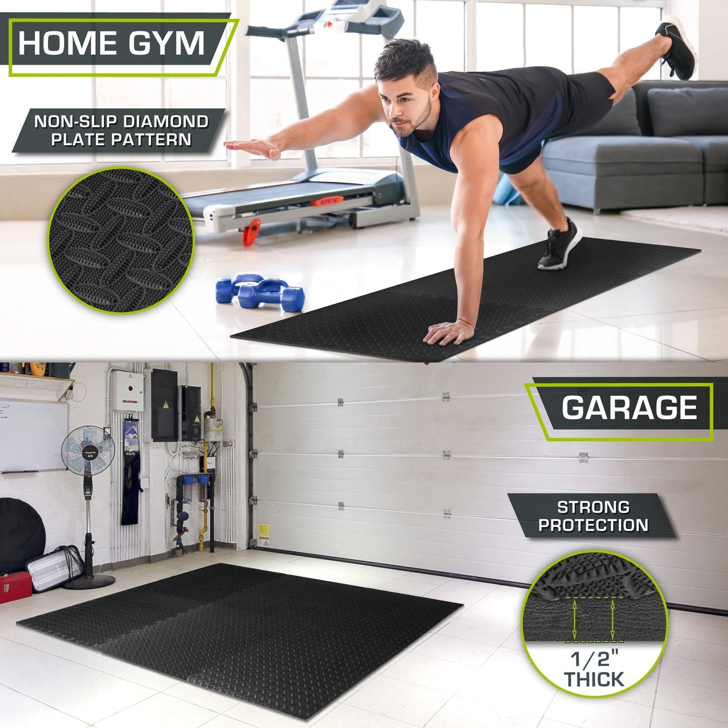 Diamond Plate Exercise Puzzle Mat 1/2-in