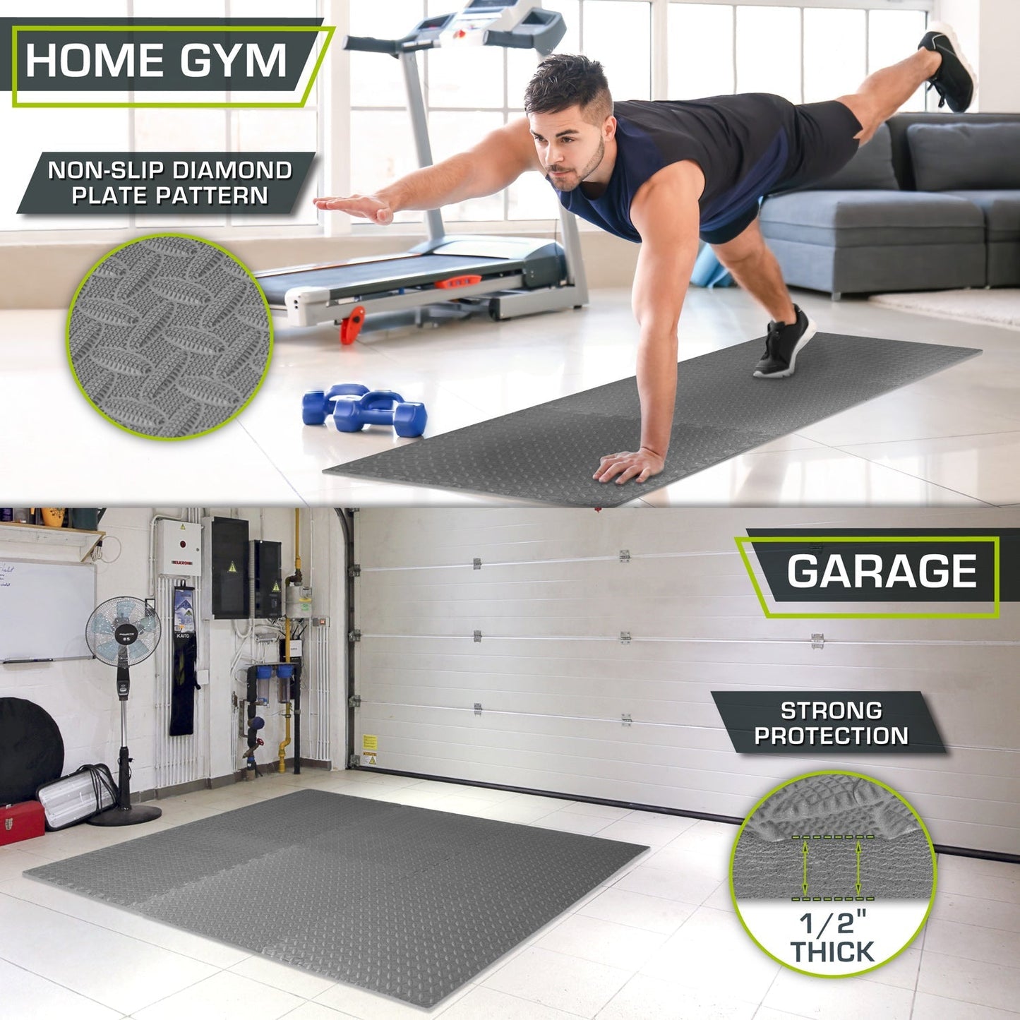 Diamond Plate Exercise Puzzle Mat 1/2-in