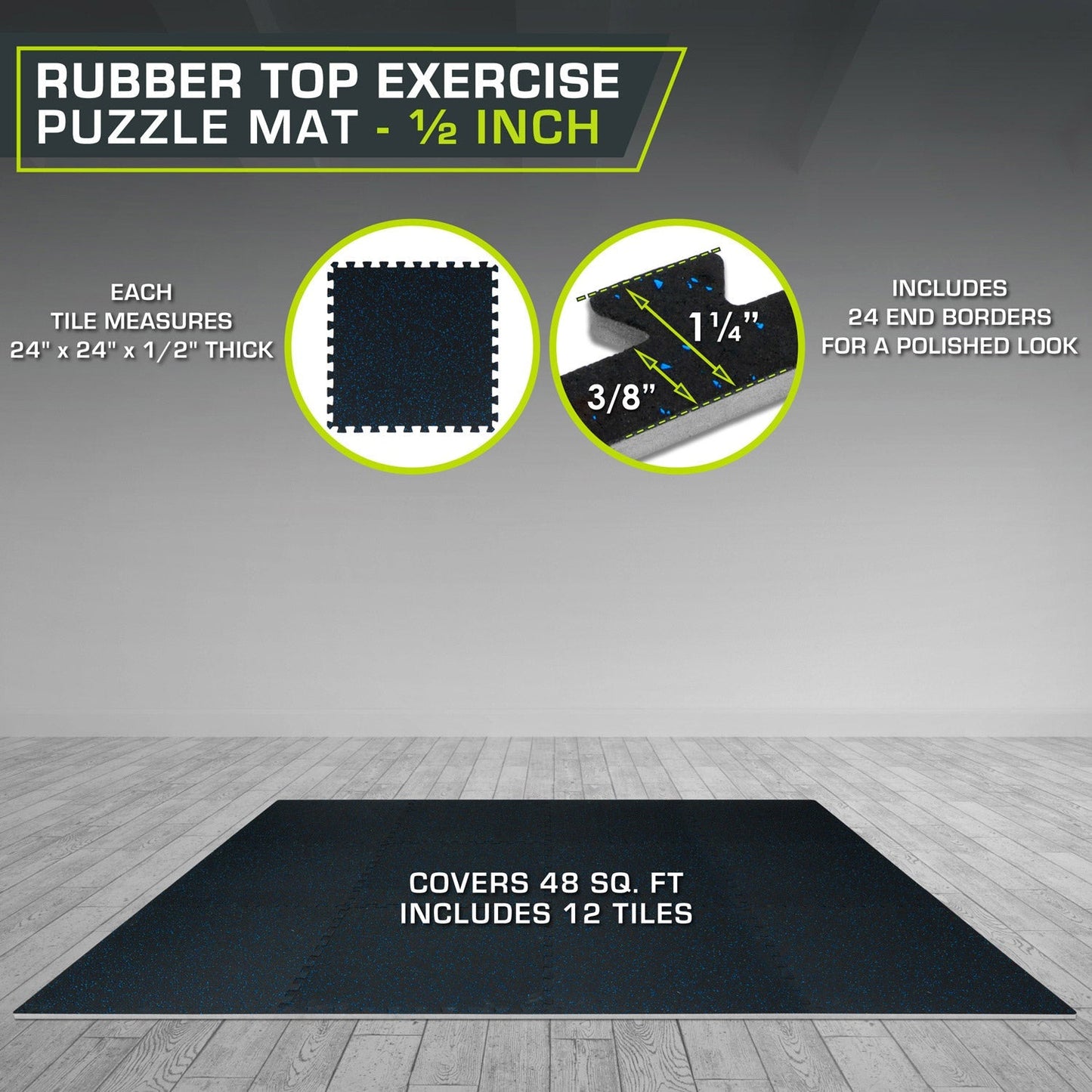 Rubber Top Exercise Puzzle Mat 1/2-in