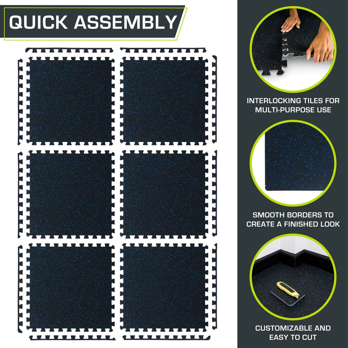 Rubber Top Exercise Puzzle Mat 1/2-in