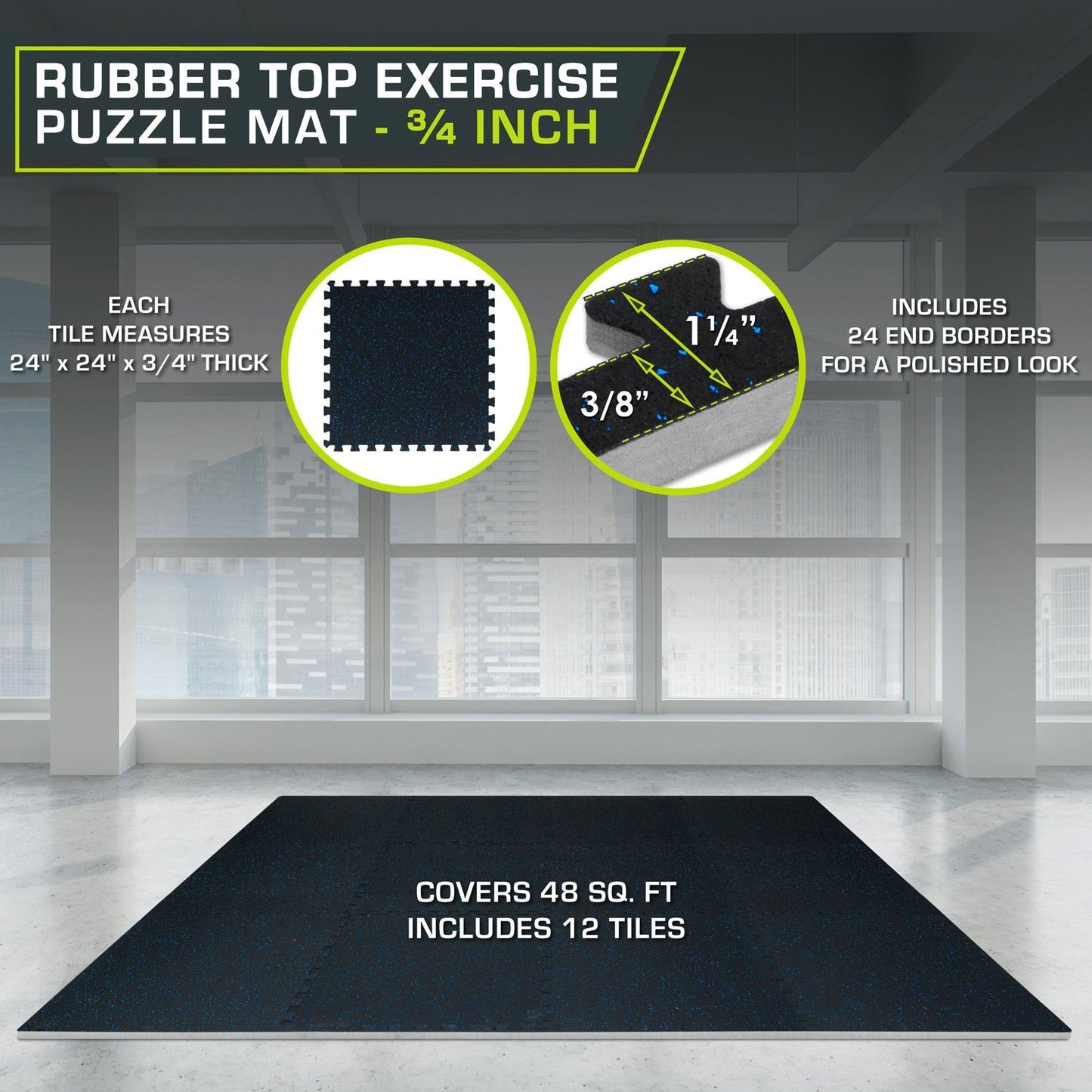 Rubber Top Exercise Puzzle Mat 3/4-in