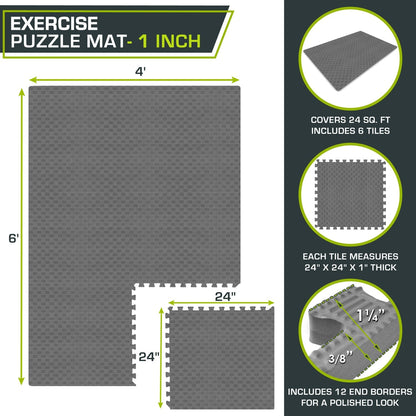 Checkered Exercise Puzzle Mat 1-in