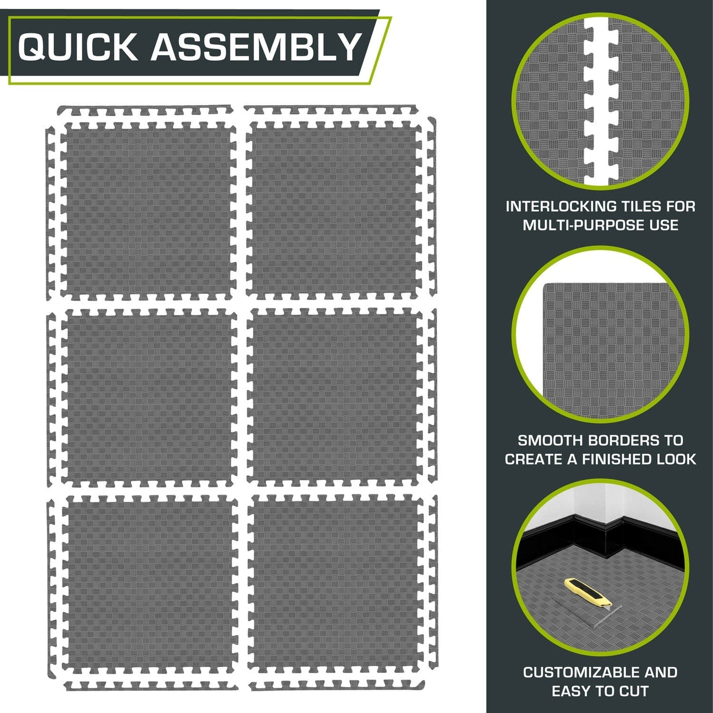 Checkered Exercise Puzzle Mat 1-in