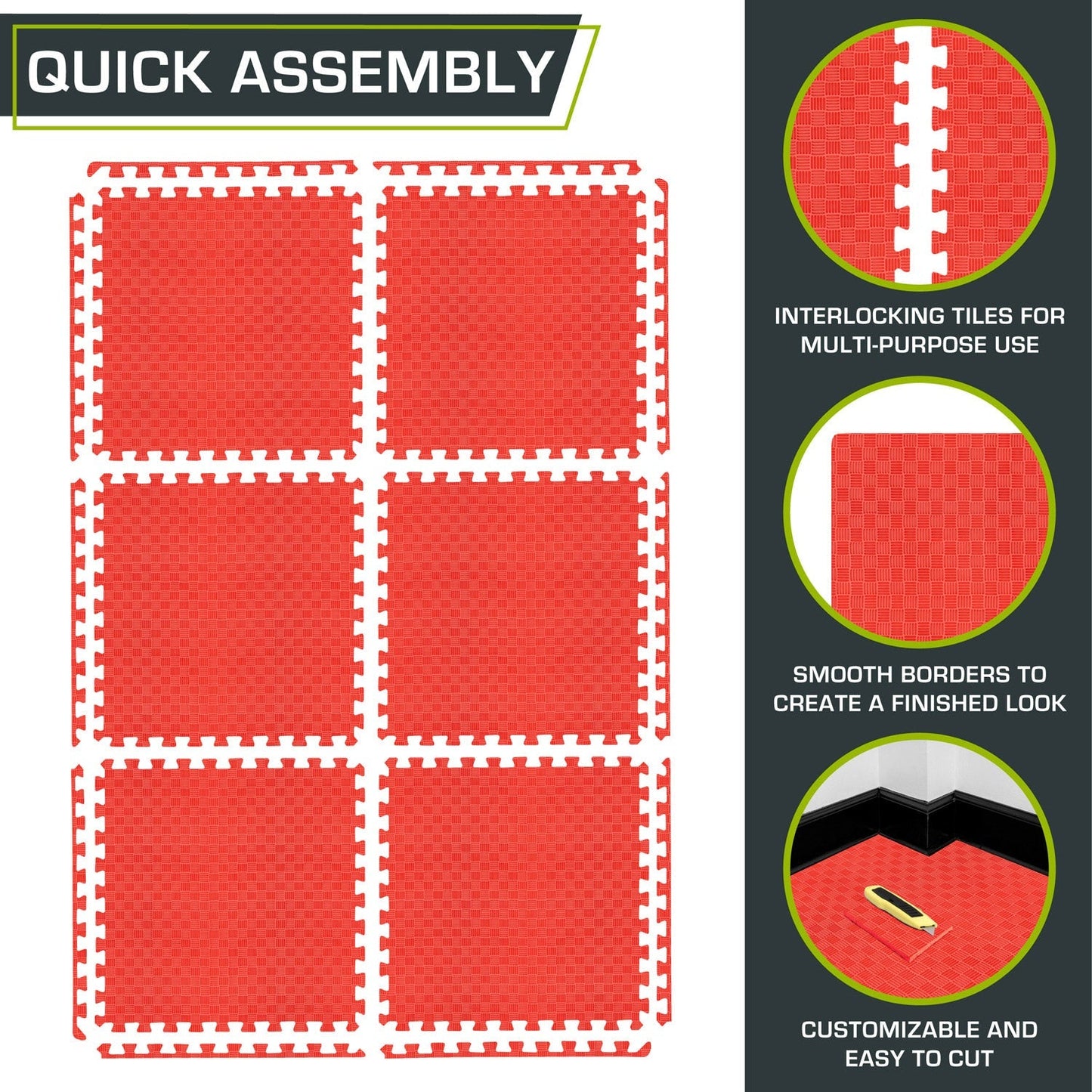 Checkered Exercise Puzzle Mat 1-in