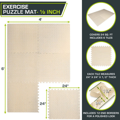 Diamond Plate Exercise Puzzle Mat 1/2-in