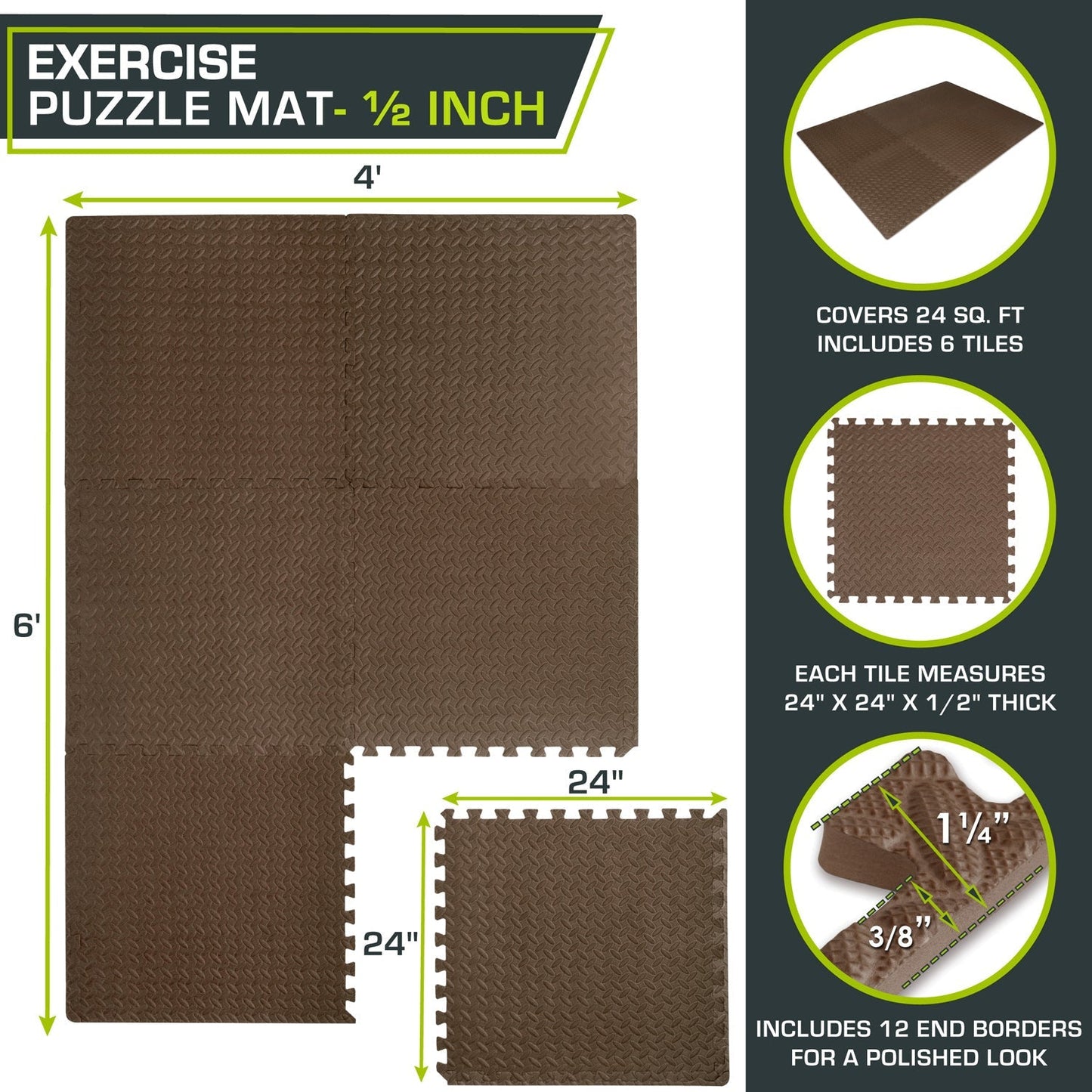 Diamond Plate Exercise Puzzle Mat 1/2-in