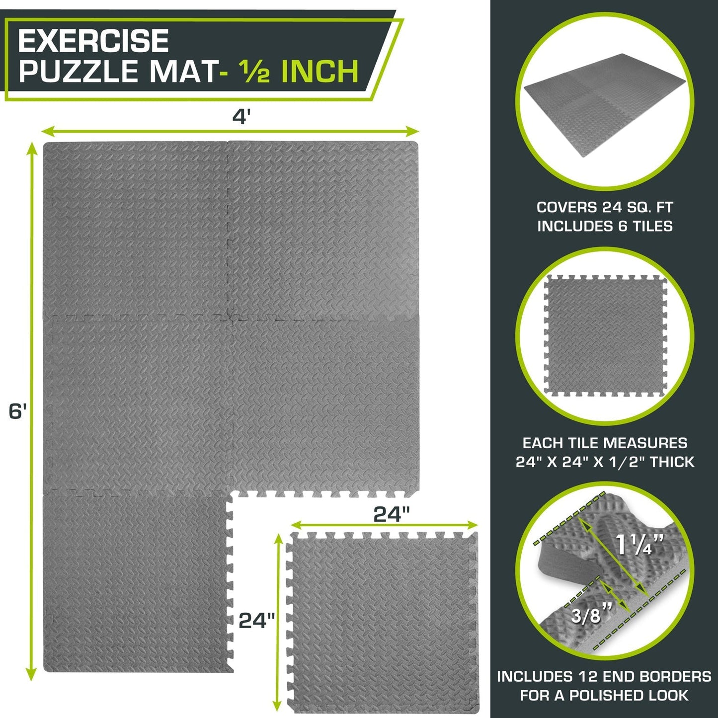 Diamond Plate Exercise Puzzle Mat 1/2-in