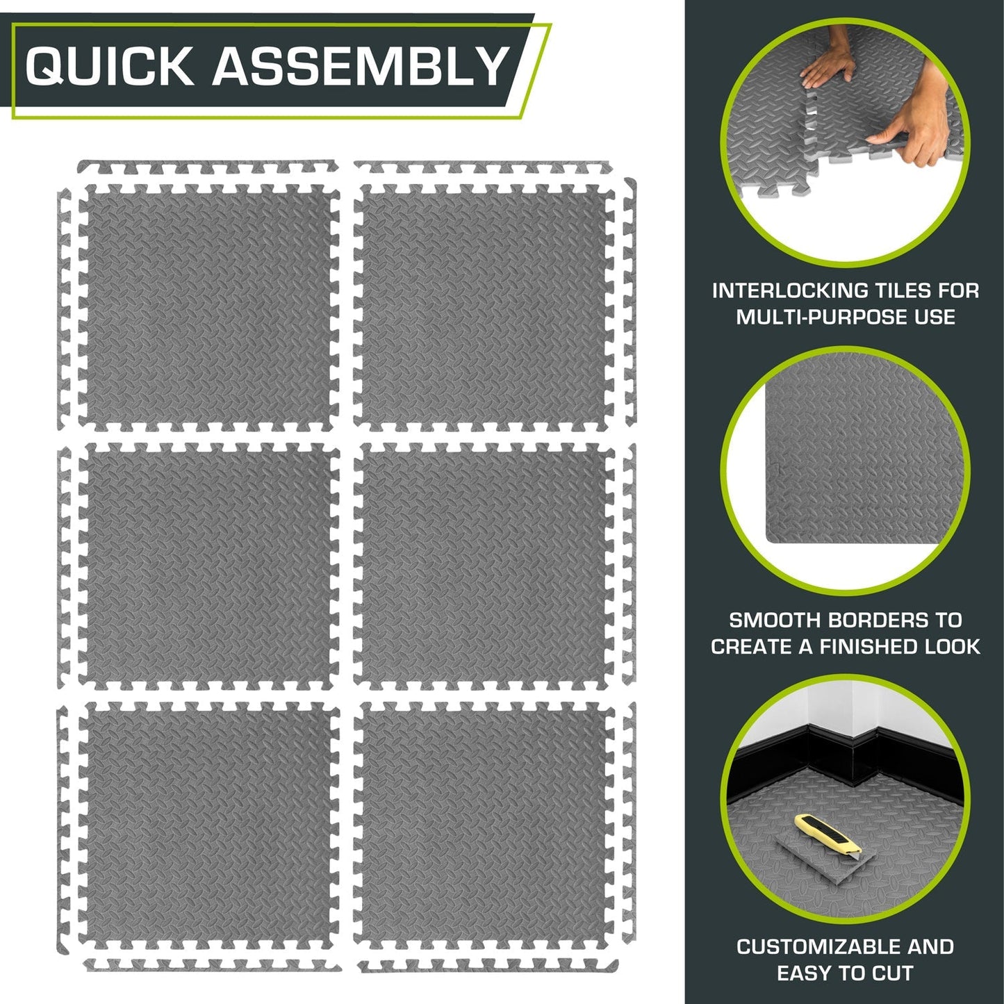 Diamond Plate Exercise Puzzle Mat 1/2-in