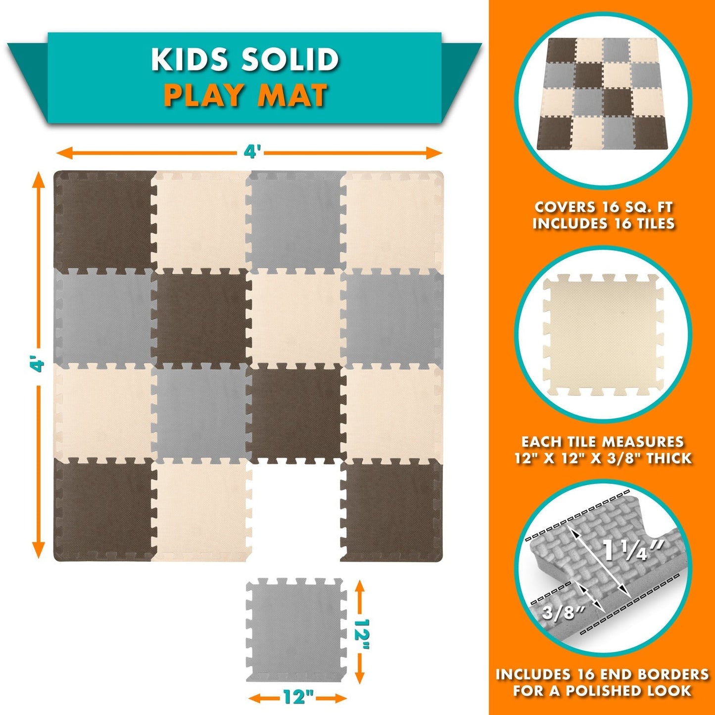 Kids Solid Floor Play Mat