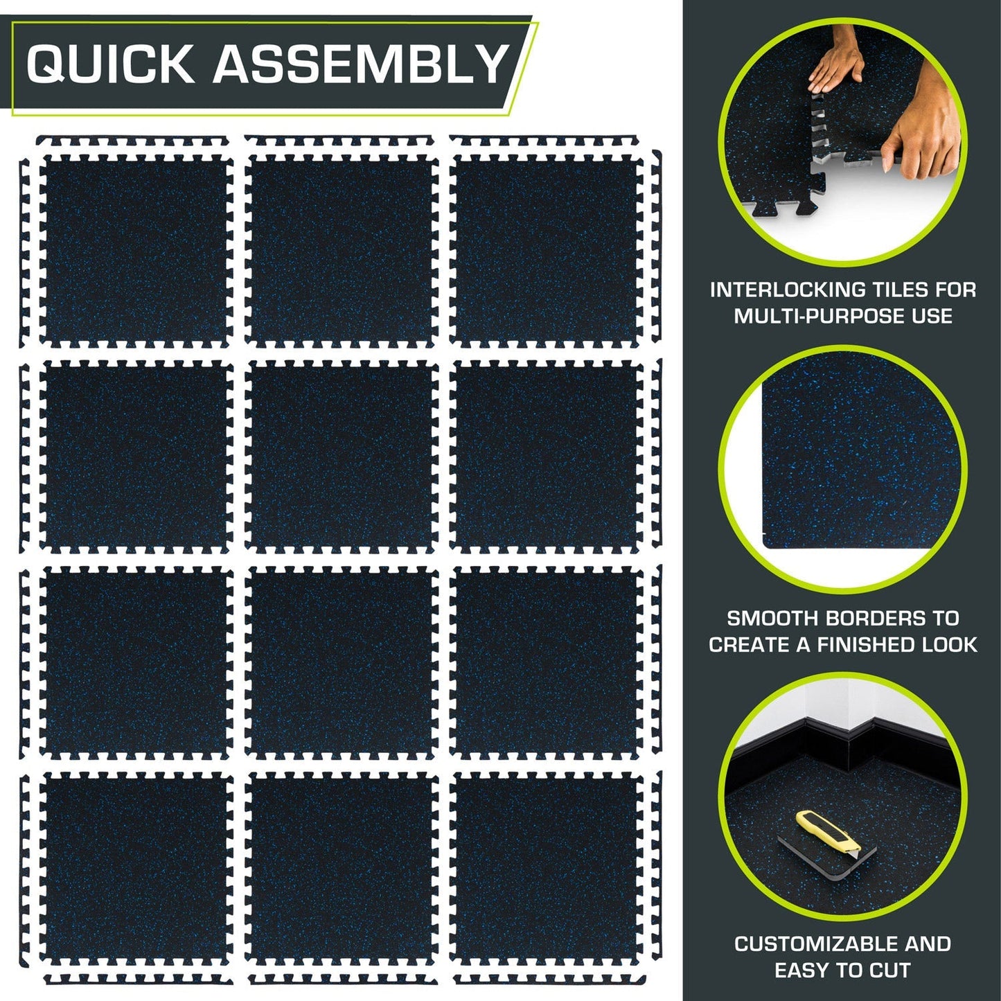 Rubber Top Exercise Puzzle Mat 1/2-in