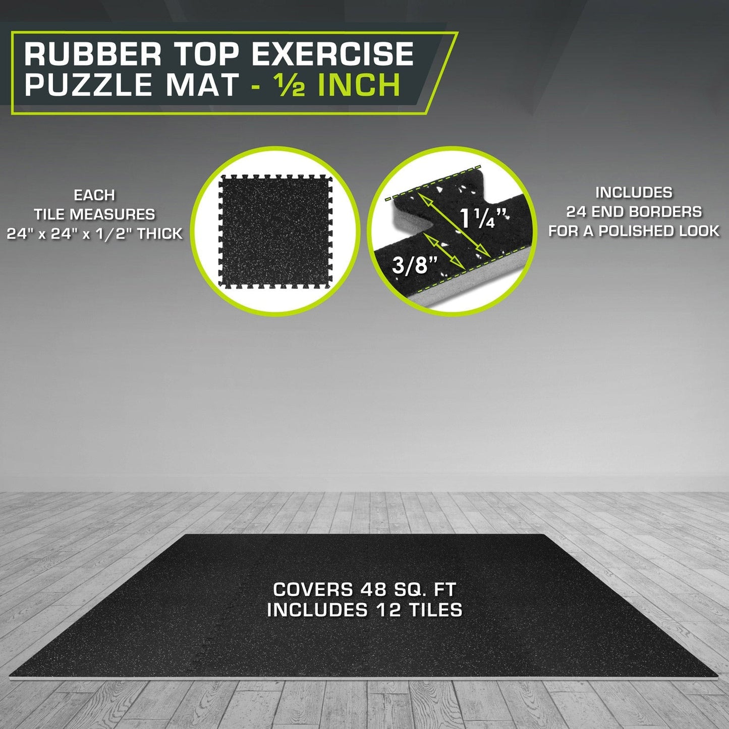 Rubber Top Exercise Puzzle Mat 1/2-in