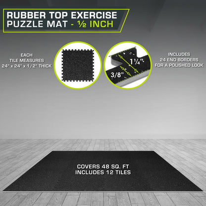 Rubber Top Exercise Puzzle Mat 1/2-in