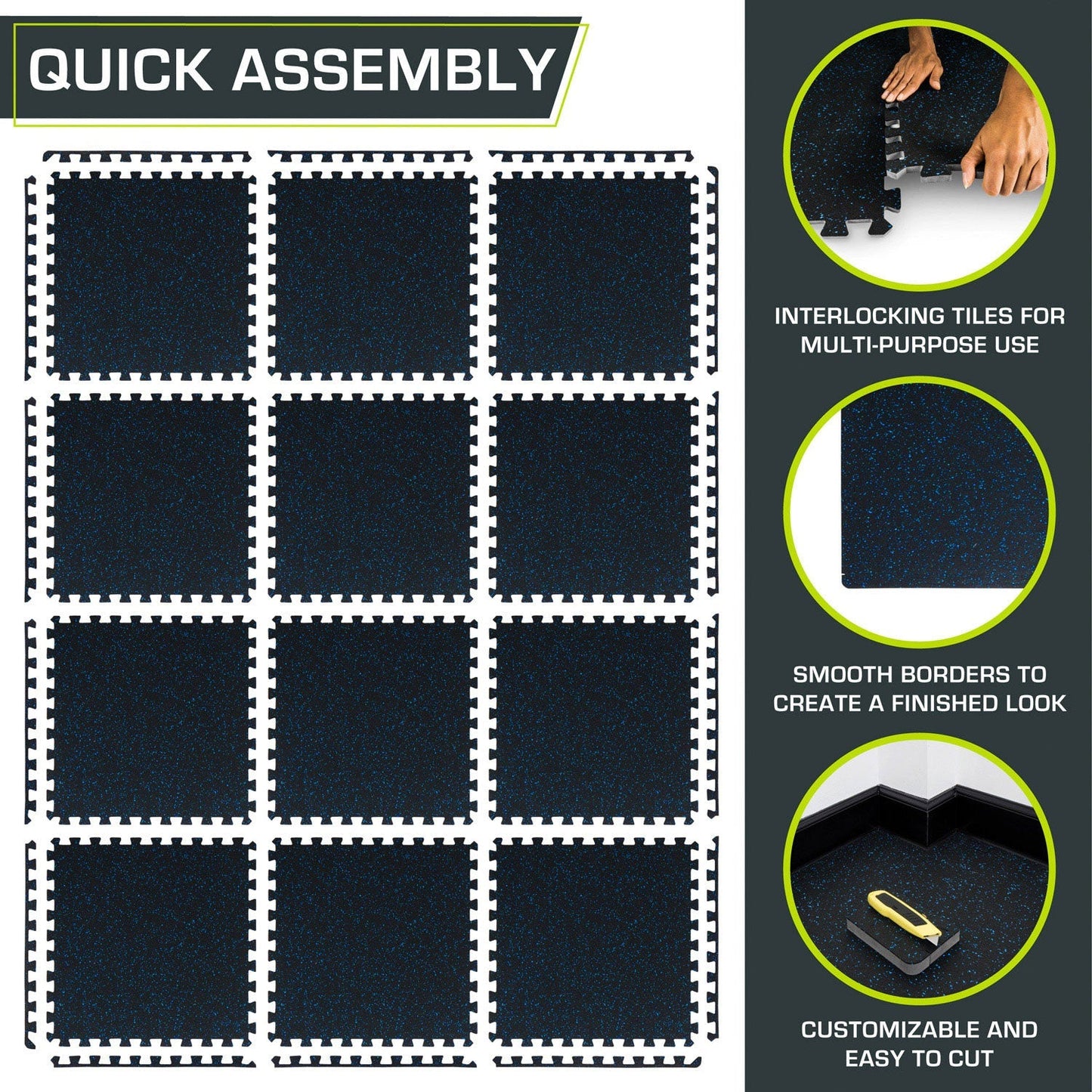 Rubber Top Exercise Puzzle Mat 3/4-in