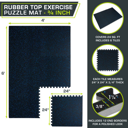 Rubber Top Exercise Puzzle Mat 3/4-in