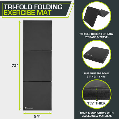 Tri-Fold Folding Exercise Mat 6x2x1.5