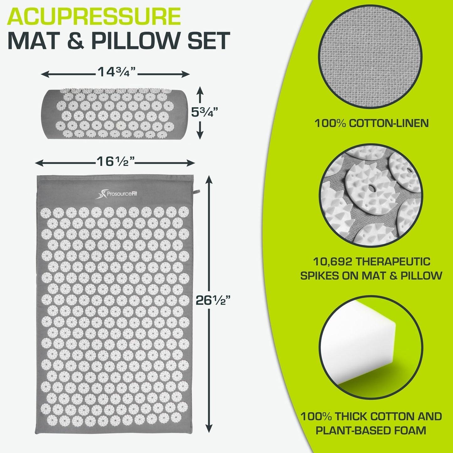 Acupressure Mat and Pillow Set